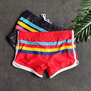 Фото - Плавки-шорты для плавания UXH красные с полосками - Men box