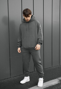 Фото - Чоловічий спортивний костюм з бавовни Staff es dark gray oversize - Men box