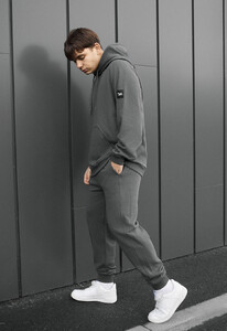 Фото - Чоловічий спортивний костюм з бавовни Staff es dark gray oversize - Men box