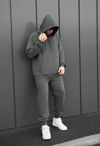 Фото - Чоловічий спортивний костюм з бавовни Staff es dark gray oversize - Men box