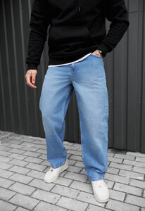 Фото - Мужские джинсы из премиального материала Staff 040 light blue baggy - Men box