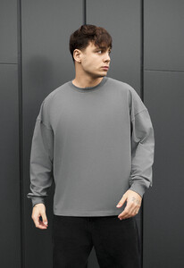 Фото - Мужской однотонный лонгслив Staff la gray oversize - Men box
