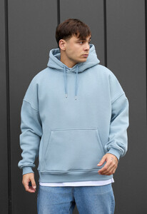 Фото - Чоловіче худі з якісним утеплювачем Staff light blue oversize fleece - Men box