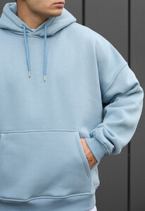 Фото - Чоловіче худі з якісним утеплювачем Staff light blue oversize fleece - Men box