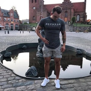 Фото - Спортивна футболка для чоловіків Alpha сірого кольору - Men box