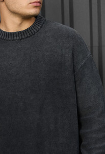 Фото - Чоловічий теплий в'язаний светр Staff 104 graphite - Men box