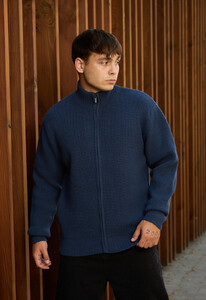Фото - Мужской теплый вязаный свитер Staff 99 navy oversize - Men box