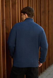 Фото - Мужской теплый вязаный свитер Staff 99 navy oversize - Men box