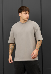 Фото - Мужская стильная футболка Staff gray oversize - Men box
