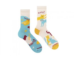 Фото - Высокие разнопарные носки Sammy Icon с веселым принтом Cats - Men box