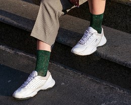 Фото - Шкарпетки жіночі з люрексом SOX Green dust смарагдові - Men box