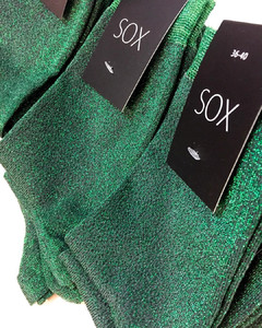 Фото - Носки женские с люрексом SOX Green dust изумрудные - Men box