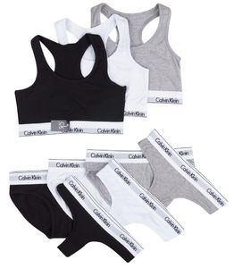 Фото - Комплект женского белья Calvin Klein тройка: топ + двое трусов черного цвета - Men box