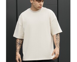 Фото - Чоловіча якісна футболка Staff light beige oversize - Men box