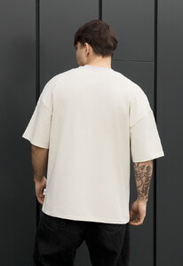 Фото - Чоловіча якісна футболка Staff light beige oversize - Men box