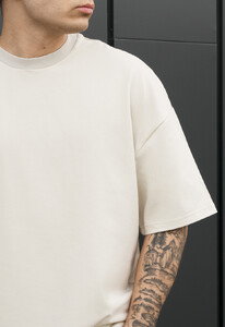 Фото - Чоловіча якісна футболка Staff light beige oversize - Men box