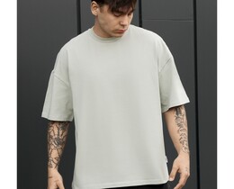 Фото - Чоловіча якісна футболка Staff light olive oversize - Men box