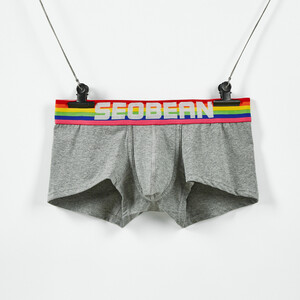 Фото - Боксери Seobean сірі з різнобарвною смугастою гумкою - Men box