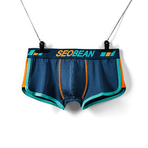 Фото - Чоловічі труси Seobean темно-сині з бірюзовою окантовкою - Men box