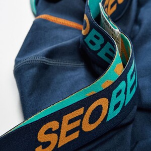 Фото - Чоловічі труси Seobean темно-сині з бірюзовою окантовкою - Men box