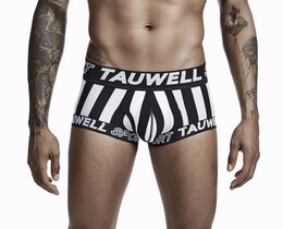 Фото - Чоловічі боксери Tauwell чорного кольору в білу смужку - Men box