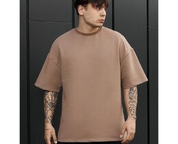 Фото - Чоловіча футболка з подовженими рукавами Staff brown oversize premium - Men box