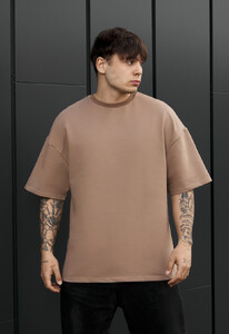 Фото - Чоловіча футболка з подовженими рукавами Staff brown oversize premium - Men box
