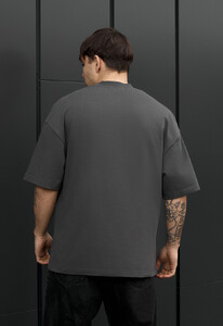 Фото - Мужская базовая футболка Staff logo neck dark gray oversize - Men box