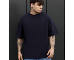Фото - Чоловіча футболка з подовженими рукавами Staff navy oversize premium - Men box