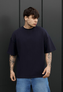 Фото - Чоловіча футболка з подовженими рукавами Staff navy oversize premium - Men box