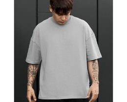 Фото - Чоловіча якісна однотонна футболка Staff light gray oversize - Men box
