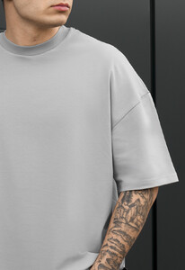 Фото - Мужская качественная однотонная футболка Staff light gray oversize - Men box