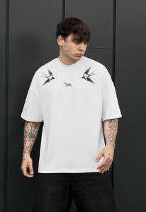 Фото - Мужская качественная футболка Staff logo & birds oversize - Men box