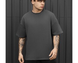 Фото - Чоловіча футболка з подовженими рукавами Staff dark gray oversize premium - Men box