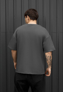 Фото - Чоловіча футболка з подовженими рукавами Staff dark gray oversize premium - Men box