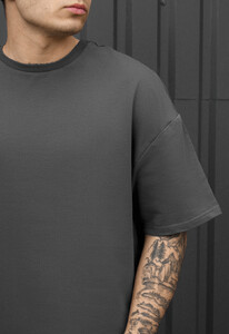 Фото - Чоловіча футболка з подовженими рукавами Staff dark gray oversize premium - Men box