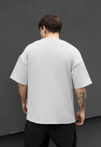 Фото - Мужская однотонная стильная футболка Staff light gray oversize premium - Men box