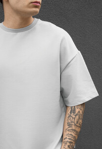 Фото - Мужская однотонная стильная футболка Staff light gray oversize premium - Men box