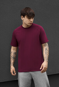 Фото - Мужская однотонная стильная футболка Staff dark bordo - Men box