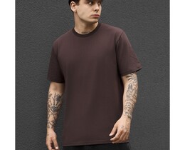 Фото - Чоловіча однотонна стильна футболка Staff brown - Men box