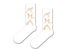 Фото - Шкарпетки білі з еротичним принтом "Йога" - Men box
