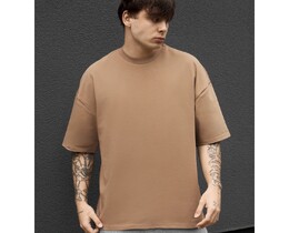 Фото - Чоловіча однотонна футболка Staff brown oversize - Men box