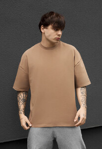 Фото - Мужская однотонная футболка Staff brown oversize - Men box