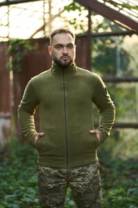 Фото - Мужская флисовая олимпийка Intruder хаки с шевроном - Men box
