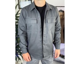 Фото - Мужская однотонная хлопковая рубашка "Coton" Intruder серая - Men box