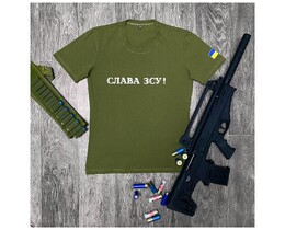 Фото - Мужская футболка с надписью Слава ВСУ Intruder хаки - Men box