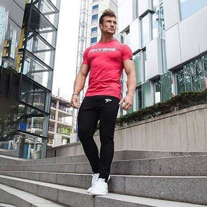 Фото - Мужская спортивная футболка Wolf Fitness красного цвета - Men box