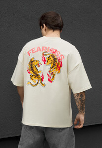 Фото - Чаловіча футболка Staff fearless oversize молочного кольору - Men box