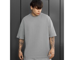 Фото - Чоловіча однотонна футболка Staff gray oversize - Men box