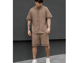 Фото - Чоловічий легкий літній комплект сорочка + шорти Staff kla light brown - Men box